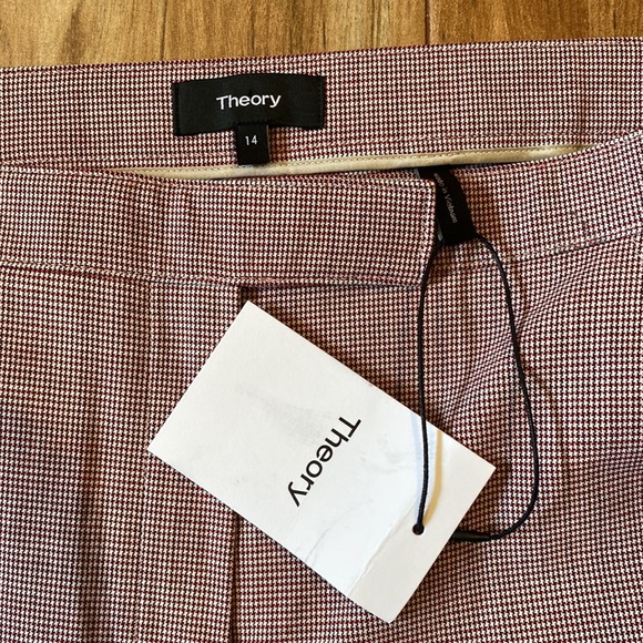 ❤️🤍💙Theory Red Multi Hounds Portland Crop Pant B - Picture 1 of 7